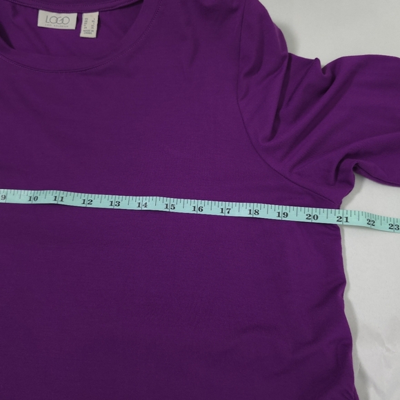 LOGO by Lori Goldstein Asher Knit Top w/ Burnout Velvet Purple Size L - Picture 6 of 10